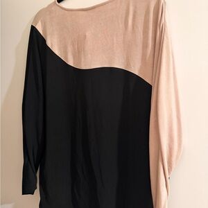 Chico's Black and Cream Long Sleeve Top